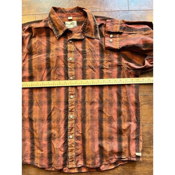 Gramicci Cotton Long Sleeve Button Down Aztec Western Shirt Mens XL Orange - Picture 7 of 9
